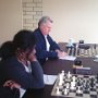 Vineetha Wijesuriya counterpunching against Nigel Barrow on board 1